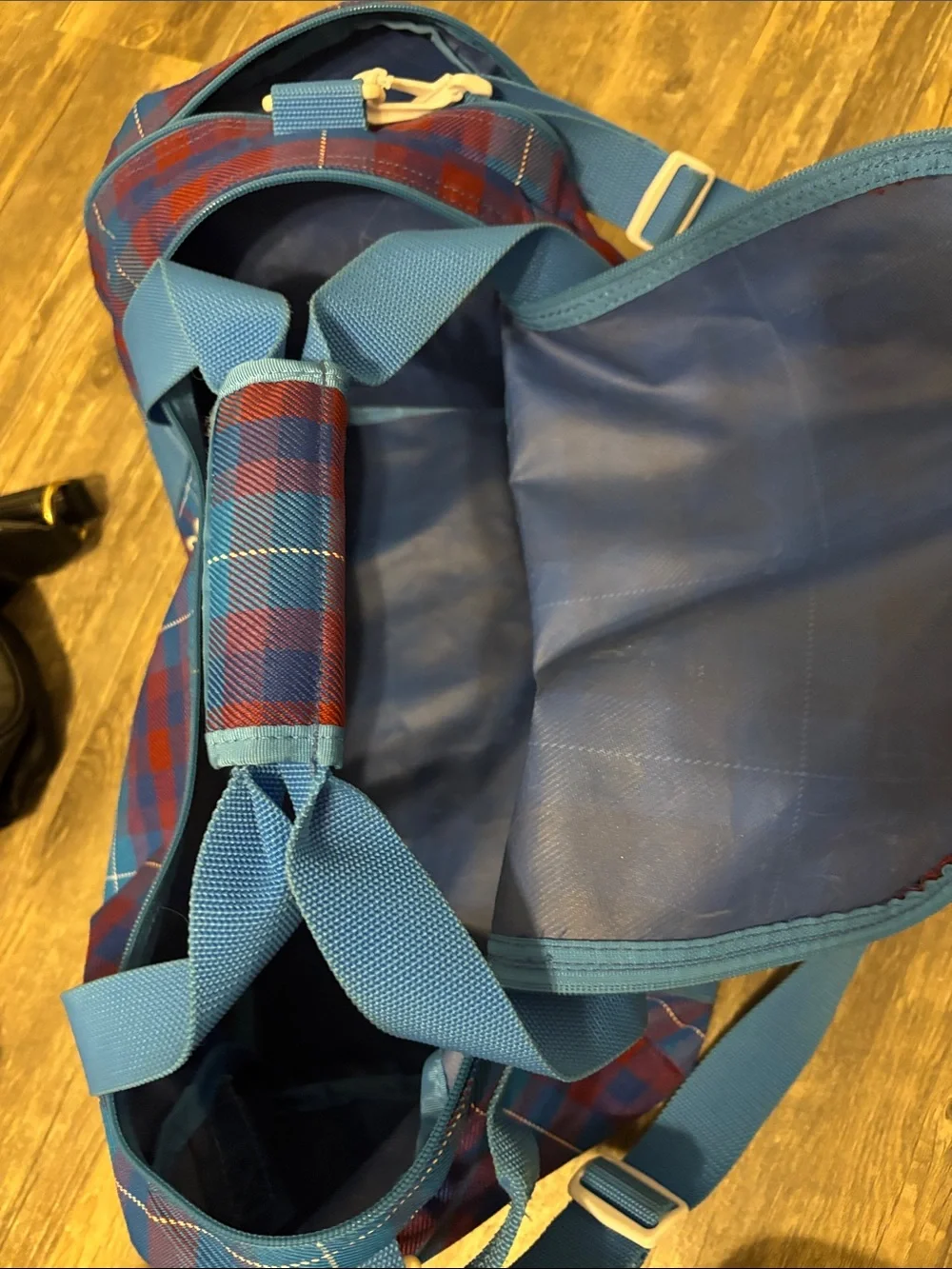 Dakine Blue and Red Plaid Duffel